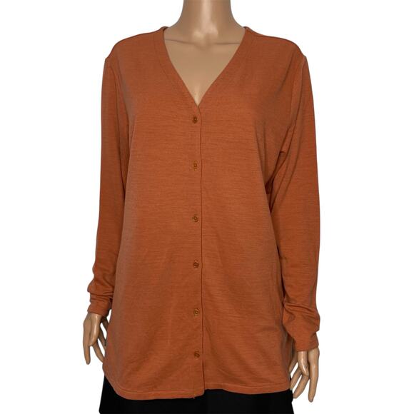 Icebreaker Merino Pankow Cardigan Sweater size Large New Clay button down front - Picture 2 of 12